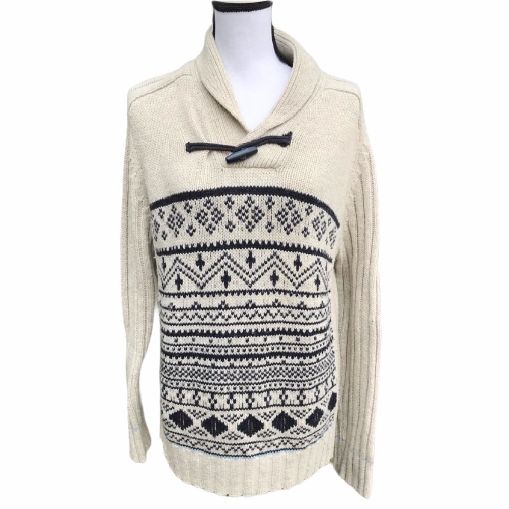 Nautica Maritime Fairisle Toggle Sweater Size L